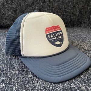 Salmon SuperHwy Trucker Hat Tillamook Nestucca - Navy & White PNW NWOT